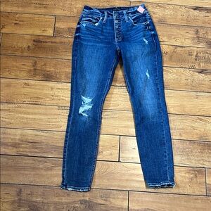 Silver Jeans Women's Skinny Distressed Dark Blue Denim